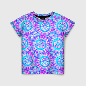 Детская футболка 3D с принтом Tie dye в Екатеринбурге, 100% гипоаллергенный полиэфир | прямой крой, круглый вырез горловины, длина до линии бедер, чуть спущенное плечо, ткань немного тянется | tie dye