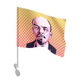 Флаг для автомобиля с принтом Поп-арт. Ленин в Екатеринбурге, 100% полиэстер | Размер: 30*21 см | lenin | ильич | ленин | поп арт | ретро | ссср | товарищ