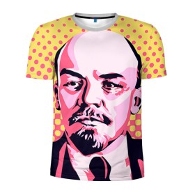 Мужская футболка 3D спортивная с принтом Поп-арт. Ленин в Екатеринбурге, 100% полиэстер с улучшенными характеристиками | приталенный силуэт, круглая горловина, широкие плечи, сужается к линии бедра | lenin | ильич | ленин | поп арт | ретро | ссср | товарищ