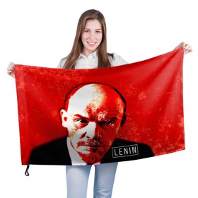 Флаг 3D с принтом Ленин в Екатеринбурге, 100% полиэстер | плотность ткани — 95 г/м2, размер — 67 х 109 см. Принт наносится с одной стороны | lenin | ильич | ленин | ретро | ссср | товарищ
