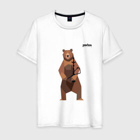 Мужская футболка хлопок с принтом Медведь Plan B №2 (чёрный) в Екатеринбурге, 100% хлопок | прямой крой, круглый вырез горловины, длина до линии бедер, слегка спущенное плечо. | Тематика изображения на принте: planb | кальян | медведь | на макете изображен бурый медведь с кальяном | планб