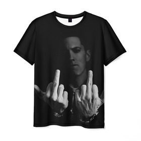 Мужская футболка 3D с принтом Eminem в Екатеринбурге, 100% полиэфир | прямой крой, круглый вырез горловины, длина до линии бедер | Тематика изображения на принте: eminem | music | rap | музыка | реп | эминем
