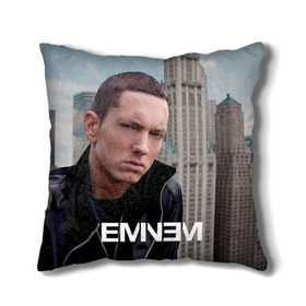 Подушка 3D с принтом Eminem в Екатеринбурге, наволочка – 100% полиэстер, наполнитель – холлофайбер (легкий наполнитель, не вызывает аллергию). | состоит из подушки и наволочки. Наволочка на молнии, легко снимается для стирки | eminem | music | rap | музыка | реп | эминем