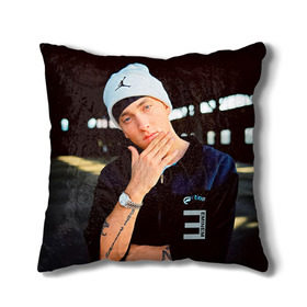 Подушка 3D с принтом Eminem в Екатеринбурге, наволочка – 100% полиэстер, наполнитель – холлофайбер (легкий наполнитель, не вызывает аллергию). | состоит из подушки и наволочки. Наволочка на молнии, легко снимается для стирки | eminem | music | rap | музыка | реп | эминем