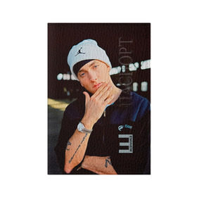 Обложка для паспорта матовая кожа с принтом Eminem в Екатеринбурге, натуральная матовая кожа | размер 19,3 х 13,7 см; прозрачные пластиковые крепления | Тематика изображения на принте: eminem | music | rap | музыка | реп | эминем