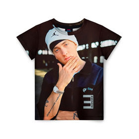 Детская футболка 3D с принтом Eminem в Екатеринбурге, 100% гипоаллергенный полиэфир | прямой крой, круглый вырез горловины, длина до линии бедер, чуть спущенное плечо, ткань немного тянется | eminem | music | rap | музыка | реп | эминем