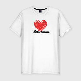 Мужская футболка премиум с принтом Дагестан love в Екатеринбурге, 92% хлопок, 8% лайкра | приталенный силуэт, круглый вырез ворота, длина до линии бедра, короткий рукав | i love | дагестан | мой край | северный кавказ