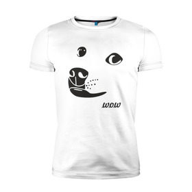 Мужская футболка премиум с принтом doge wow в Екатеринбурге, 92% хлопок, 8% лайкра | приталенный силуэт, круглый вырез ворота, длина до линии бедра, короткий рукав | doge wow собака воу вау дог