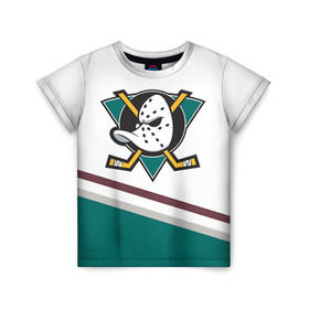 Детская футболка 3D с принтом Anaheim Ducks Selanne в Екатеринбурге, 100% гипоаллергенный полиэфир | прямой крой, круглый вырез горловины, длина до линии бедер, чуть спущенное плечо, ткань немного тянется | Тематика изображения на принте: anaheim ducks selanne | nhl | спорт | хоккей