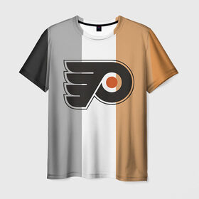 Мужская футболка 3D с принтом Philadelphia Flyers в Екатеринбурге, 100% полиэфир | прямой крой, круглый вырез горловины, длина до линии бедер | nhl | philadelphia flyers | спорт | хоккей