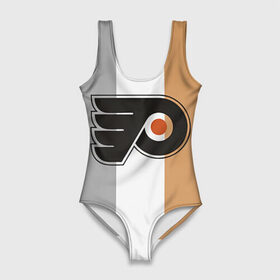 Купальник-боди 3D с принтом Philadelphia Flyers в Екатеринбурге, 82% полиэстер, 18% эластан | Круглая горловина, круглый вырез на спине | nhl | philadelphia flyers | спорт | хоккей