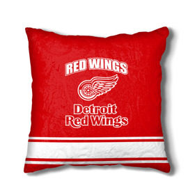 Подушка 3D с принтом Detroit red wings в Екатеринбурге, наволочка – 100% полиэстер, наполнитель – холлофайбер (легкий наполнитель, не вызывает аллергию). | состоит из подушки и наволочки. Наволочка на молнии, легко снимается для стирки | detroit red wings | nhl | спорт | хоккей