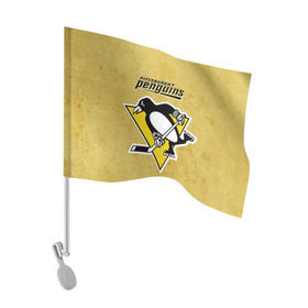 Флаг для автомобиля с принтом Pittsburgh Pinguins в Екатеринбурге, 100% полиэстер | Размер: 30*21 см | nhl | pittsburgh pinguins | спорт | хоккей