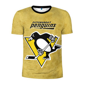 Мужская футболка 3D спортивная с принтом Pittsburgh Pinguins в Екатеринбурге, 100% полиэстер с улучшенными характеристиками | приталенный силуэт, круглая горловина, широкие плечи, сужается к линии бедра | nhl | pittsburgh pinguins | спорт | хоккей