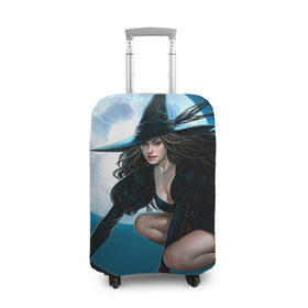 Чехол для чемодана 3D с принтом Ведьма в Екатеринбурге, 86% полиэфир, 14% спандекс | двустороннее нанесение принта, прорези для ручек и колес | halloween | ведьма | праздник | тыква | хэллоуин