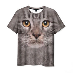 Мужская футболка 3D с принтом Котик в Екатеринбурге, 100% полиэфир | прямой крой, круглый вырез горловины, длина до линии бедер | животное | киса | кот | котик | кошка