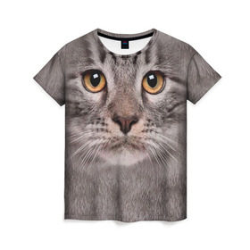 Женская футболка 3D с принтом Котик в Екатеринбурге, 100% полиэфир ( синтетическое хлопкоподобное полотно) | прямой крой, круглый вырез горловины, длина до линии бедер | животное | киса | кот | котик | кошка
