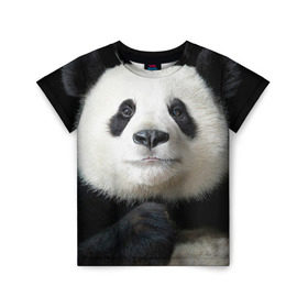 Детская футболка 3D с принтом Панда в Екатеринбурге, 100% гипоаллергенный полиэфир | прямой крой, круглый вырез горловины, длина до линии бедер, чуть спущенное плечо, ткань немного тянется | панда