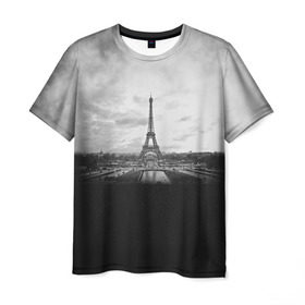 Мужская футболка 3D с принтом Париж в Екатеринбурге, 100% полиэфир | прямой крой, круглый вырез горловины, длина до линии бедер | 