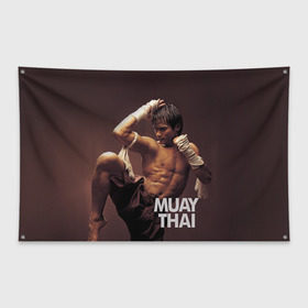 Флаг-баннер с принтом Муай тай в Екатеринбурге, 100% полиэстер | размер 67 х 109 см, плотность ткани — 95 г/м2; по краям флага есть четыре люверса для крепления | муай тай