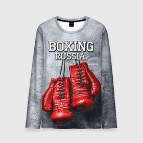 Мужской лонгслив 3D с принтом Boxing в Екатеринбурге, 100% полиэстер | длинные рукава, круглый вырез горловины, полуприлегающий силуэт | boxing | boxing russia | бокс | боксер | перчатки