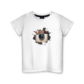Детская футболка хлопок с принтом Instagram в Екатеринбурге, 100% хлопок | круглый вырез горловины, полуприлегающий силуэт, длина до линии бедер | инстаграм