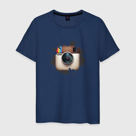 Мужская футболка хлопок с принтом Instagram в Екатеринбурге, 100% хлопок | прямой крой, круглый вырез горловины, длина до линии бедер, слегка спущенное плечо. | инстаграм