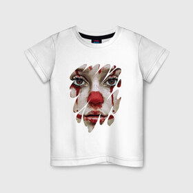 Детская футболка хлопок с принтом Кровавый раскрас в Екатеринбурге, 100% хлопок | круглый вырез горловины, полуприлегающий силуэт, длина до линии бедер | halloween | боди арт | кровь | страшилки | хэллоуин