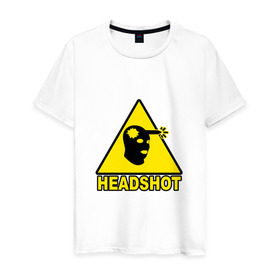 Мужская футболка хлопок с принтом Headshot CS:GO в Екатеринбурге, 100% хлопок | прямой крой, круглый вырез горловины, длина до линии бедер, слегка спущенное плечо. | cs_go