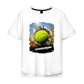 Мужская футболка хлопок Oversize с принтом Уимблдон (Wimbledon) в Екатеринбурге, 100% хлопок | свободный крой, круглый ворот, “спинка” длиннее передней части | wimbledon | англия | большой теннис | великобритания | теннисный мяч | уимблдон
