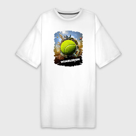 Платье-футболка хлопок с принтом Уимблдон (Wimbledon) в Екатеринбурге,  |  | wimbledon | англия | большой теннис | великобритания | теннисный мяч | уимблдон