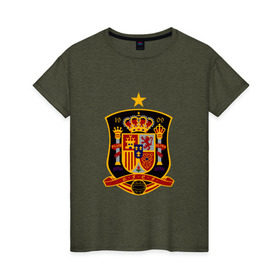Женская футболка хлопок с принтом Сборная Испании в Екатеринбурге, 100% хлопок | прямой крой, круглый вырез горловины, длина до линии бедер, слегка спущенное плечо | spain | испания | сборная испании
футбол