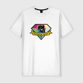 Мужская футболка премиум с принтом Rainbow Dash в Екатеринбурге, 92% хлопок, 8% лайкра | приталенный силуэт, круглый вырез ворота, длина до линии бедра, короткий рукав | my little pony | rainbow dash | красивая картинка с rainbow dash.радуга | пони