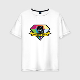 Женская футболка хлопок Oversize с принтом Rainbow Dash в Екатеринбурге, 100% хлопок | свободный крой, круглый ворот, спущенный рукав, длина до линии бедер
 | my little pony | rainbow dash | красивая картинка с rainbow dash.радуга | пони