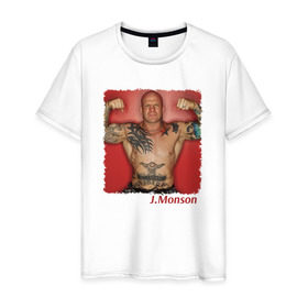 Мужская футболка хлопок с принтом Джефф Монсон в Екатеринбурге, 100% хлопок | прямой крой, круглый вырез горловины, длина до линии бедер, слегка спущенное плечо. | ufc