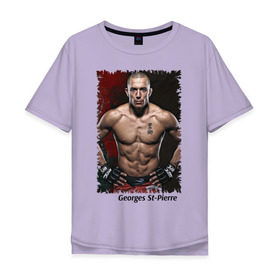 Мужская футболка хлопок Oversize с принтом Georges St-Pierre (MMA) в Екатеринбурге, 100% хлопок | свободный крой, круглый ворот, “спинка” длиннее передней части | ufc