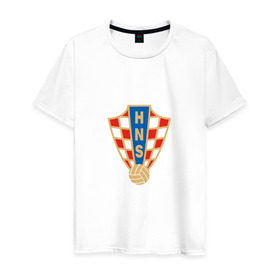 Мужская футболка хлопок с принтом Сборная Хорватии в Екатеринбурге, 100% хлопок | прямой крой, круглый вырез горловины, длина до линии бедер, слегка спущенное плечо. | сборная хорватиихорватия | футбол