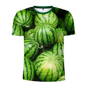 Мужская футболка 3D спортивная с принтом Арбузы в Екатеринбурге, 100% полиэстер с улучшенными характеристиками | приталенный силуэт, круглая горловина, широкие плечи, сужается к линии бедра | арбуз | еда | фрукт | ягода