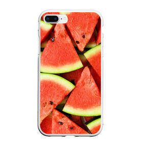 Чехол для iPhone 7Plus/8 Plus матовый с принтом Дольки арбуза в Екатеринбурге, Силикон | Область печати: задняя сторона чехла, без боковых панелей | арбуз | дольки арбуза | еда | фрукт | ягода