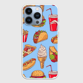 Чехол для iPhone 13 Pro с принтом Еда в Екатеринбурге,  |  | гамбургер | еда | пицца | фастфуд | фри