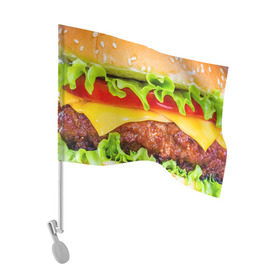 Флаг для автомобиля с принтом Гамбургер в Екатеринбурге, 100% полиэстер | Размер: 30*21 см | бутерброд | гамбургер | еда | фастфуд | чизбургер