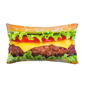 Подушка 3D антистресс с принтом Гамбургер в Екатеринбурге, наволочка — 100% полиэстер, наполнитель — вспененный полистирол | состоит из подушки и наволочки на молнии | бутерброд | гамбургер | еда | фастфуд | чизбургер
