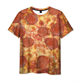Мужская футболка 3D с принтом Пицца в Екатеринбурге, 100% полиэфир | прямой крой, круглый вырез горловины, длина до линии бедер | pizza | еда | пицца | фастфуд