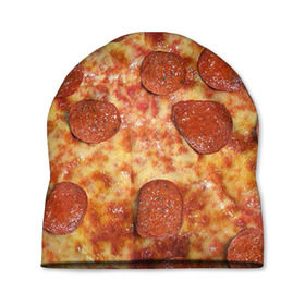 Шапка 3D с принтом Пицца в Екатеринбурге, 100% полиэстер | универсальный размер, печать по всей поверхности изделия | pizza | еда | пицца | фастфуд