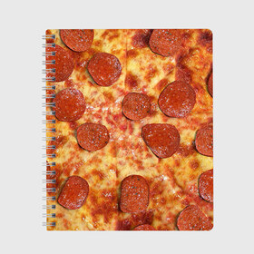 Тетрадь с принтом Пицца в Екатеринбурге, 100% бумага | 48 листов, плотность листов — 60 г/м2, плотность картонной обложки — 250 г/м2. Листы скреплены сбоку удобной пружинной спиралью. Уголки страниц и обложки скругленные. Цвет линий — светло-серый
 | pizza | еда | пицца | фастфуд