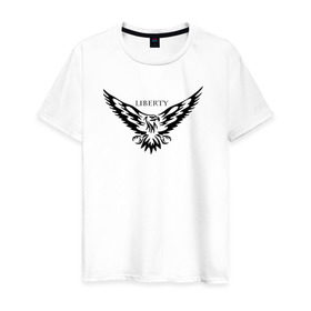 Мужская футболка хлопок с принтом Liberty в Екатеринбурге, 100% хлопок | прямой крой, круглый вырез горловины, длина до линии бедер, слегка спущенное плечо. | орел | тату