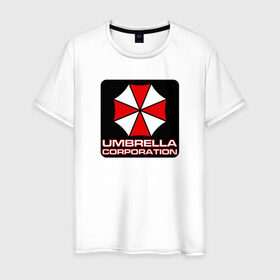 Мужская футболка хлопок с принтом UMBRELLA в Екатеринбурге, 100% хлопок | прямой крой, круглый вырез горловины, длина до линии бедер, слегка спущенное плечо. | амбрелла | обитель зла