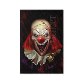 Обложка для паспорта матовая кожа с принтом Зомби клоун в Екатеринбурге, натуральная матовая кожа | размер 19,3 х 13,7 см; прозрачные пластиковые крепления | Тематика изображения на принте: halloween | злодей | злой | клоун | монстр | хэлоуин