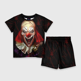 Детский костюм с шортами 3D с принтом Зомби клоун в Екатеринбурге,  |  | Тематика изображения на принте: halloween | злодей | злой | клоун | монстр | хэлоуин