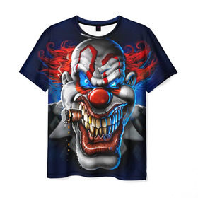 Мужская футболка 3D с принтом Клоун в Екатеринбурге, 100% полиэфир | прямой крой, круглый вырез горловины, длина до линии бедер | halloween | злодей | злой | клоун | монстр | хэлоуин